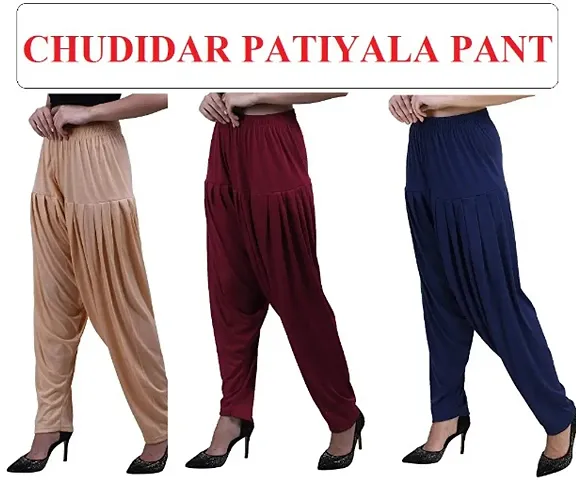 Classic Viscose Solid Patiala Salwars for Women, Pack of 3