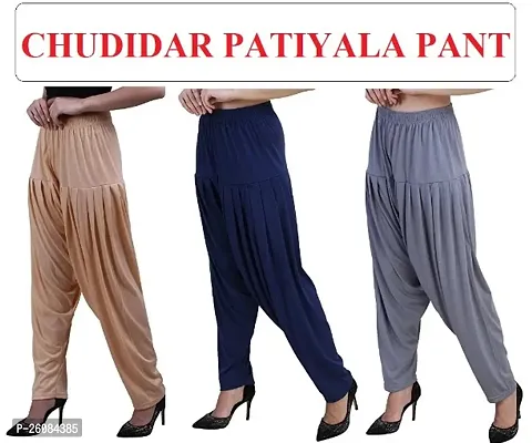 Classic Viscose Solid Patiala Salwars for Women, Pack of 3-thumb0