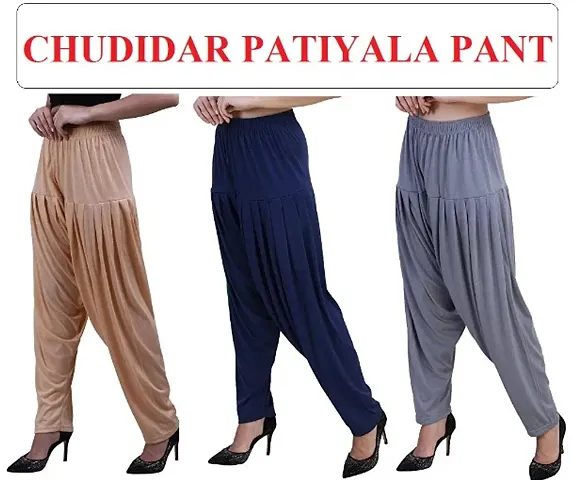 Classic Viscose Solid Patiala Salwars for Women, Pack of 3