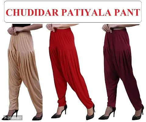 Classic Viscose Solid Patiala Salwars for Women, Pack of 3-thumb0