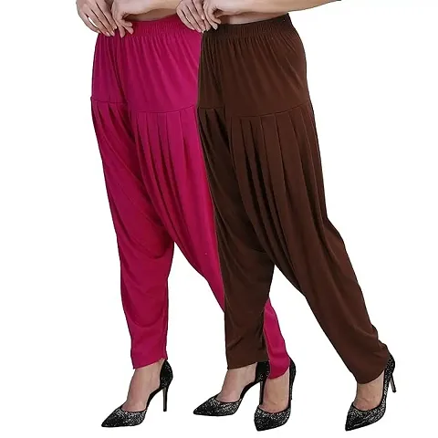 Stylish Viscose Solid Patiala Pant for Women Pack of 2