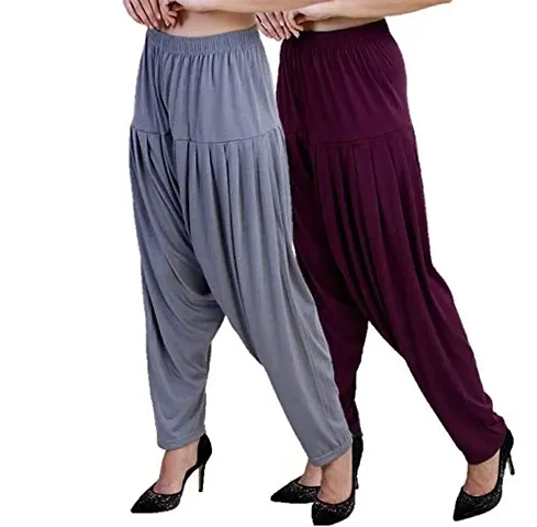 Casuals Women's Viscose Patiala Pants Combo Pack Of 2 (Multicolored)