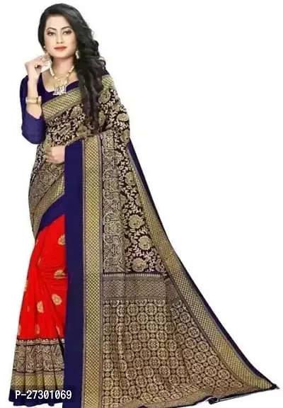 Elegant Blue Cotton Blend Saree with Blouse piece For Women-thumb0