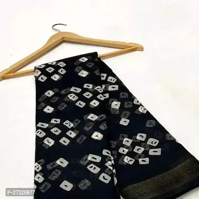 Elegant Black Cotton Blend Saree with Blouse piece For Women