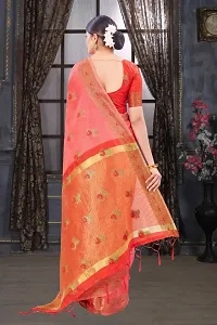 Classy Chanderi Cotton Pink Saree with Blouse piece For Women-thumb3