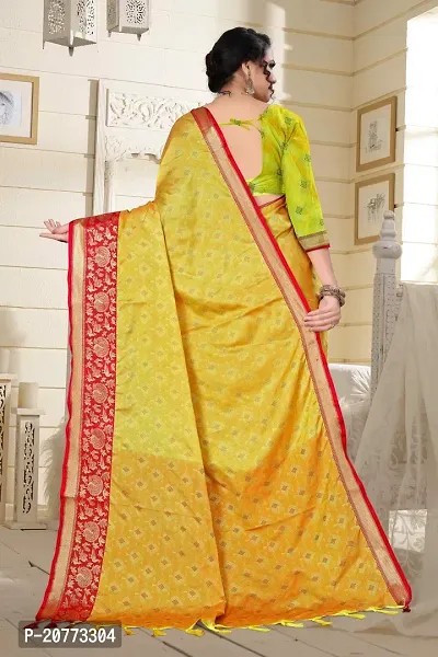 Classy Cotton Silk Yellow Saree with Blouse piece For Women-thumb2