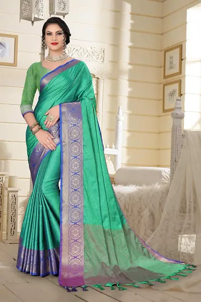 Attractive Cotton Silk Kanjeevaram Jacquard Sarees
