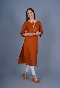 Womens Cambric Cotton Solid Brown Kurti-thumb2