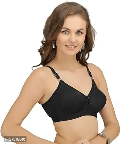 Stylish Black Cotton Blend Solid Bra For Women-thumb0