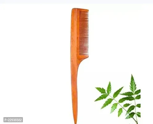 Premium Quality Long Handle Tail Neem Wooden Comb - Handmade In India - Anti-Dandruff And Anti-Lice Properties - Sustainable And Eco-Friendly