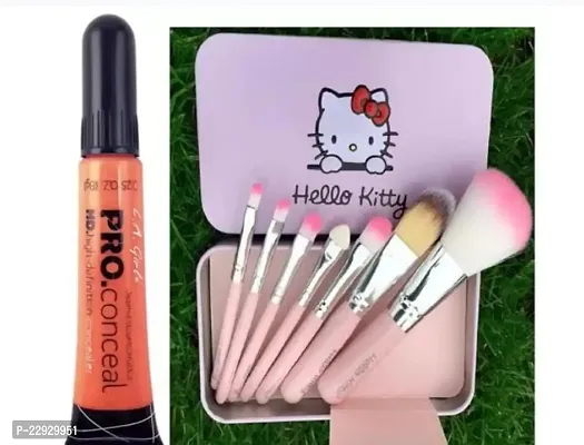 Professional Makeup Brush Set with Storage Box   Pro Conceal Orange Corrector Concealer  Complete Makeup Application Bundle-thumb0