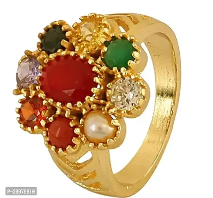 Alluring Multicoloured Brass Amethyst Artificial Stone Rings For Men-thumb0