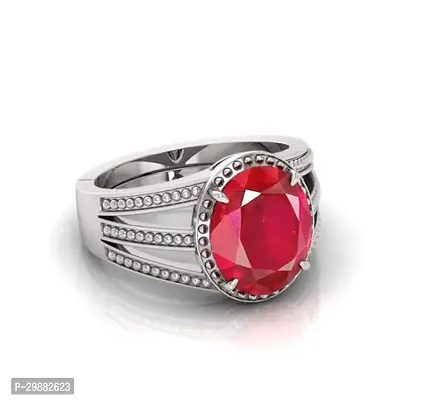 Alluring Red Brass Emerald Artificial Stone Rings For Men