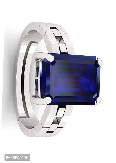 3.25 Ratti to 21.25 Ratti Neelam Stone Original Certified Blue Sapphire Silver Plated Adjustable Ring