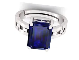 3.25 Ratti to 21.25 Ratti Neelam Stone Original Certified Blue Sapphire Silver Plated Adjustable Ring-thumb1