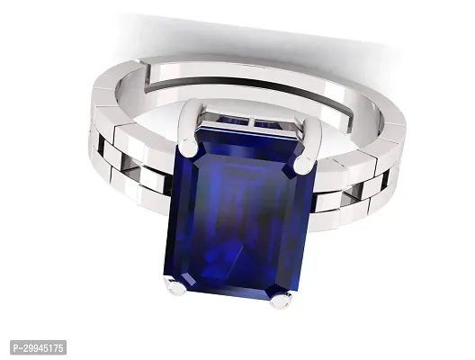 3.25 Ratti to 21.25 Ratti Neelam Stone Original Certified Blue Sapphire Silver Plated Adjustable Ring-thumb2