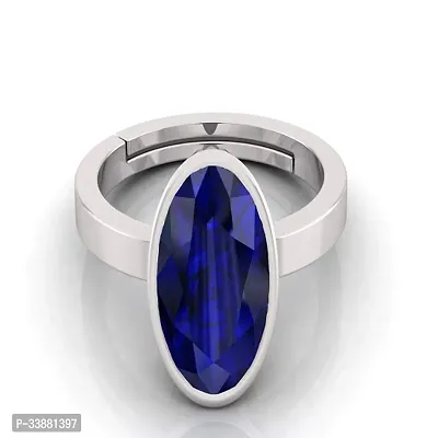 3.25 to 15 .25 Ratti Earth Mined AAA+ Quality Blue Sapphire Neelam Panchdhatu Silver Ring Adjustable Gemstone Ring for Women's and Men's-thumb0