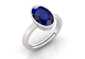 3.25 to 15 .25 Ratti Earth Mined AAA+ Quality Blue Sapphire Neelam Panchdhatu Silver Ring Adjustable Gemstone Ring for Women's and Men's-thumb1