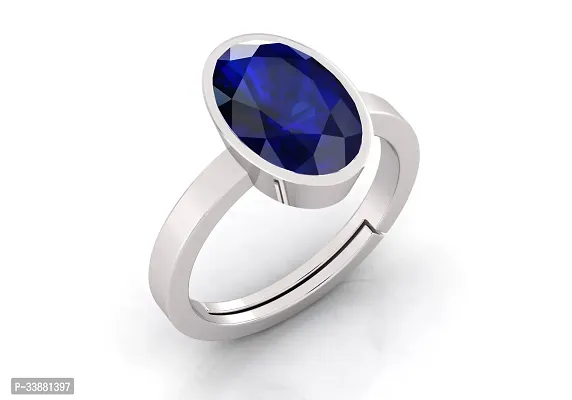 3.25 to 15 .25 Ratti Earth Mined AAA+ Quality Blue Sapphire Neelam Panchdhatu Silver Ring Adjustable Gemstone Ring for Women's and Men's-thumb2