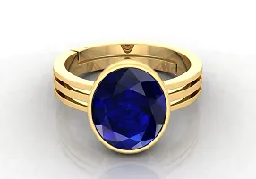 3.25 to 15.25 Ratti Certified Blue Sapphire (Neelam) Golden+Gold Metal Ring for Men And Women-thumb1