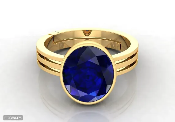 3.25 to 15.25 Ratti Certified Blue Sapphire (Neelam) Golden+Gold Metal Ring for Men And Women-thumb2