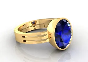 3.25 to 15.25 Ratti Certified Blue Sapphire (Neelam) Golden+Gold Metal Ring for Men And Women-thumb2