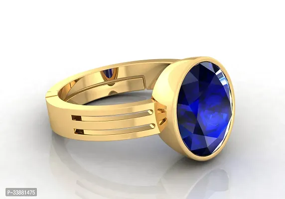 3.25 to 15.25 Ratti Certified Blue Sapphire (Neelam) Golden+Gold Metal Ring for Men And Women-thumb3