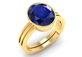 3.25 to 15.25 Ratti Certified Blue Sapphire (Neelam) Golden+Gold Metal Ring for Men And Women-thumb3