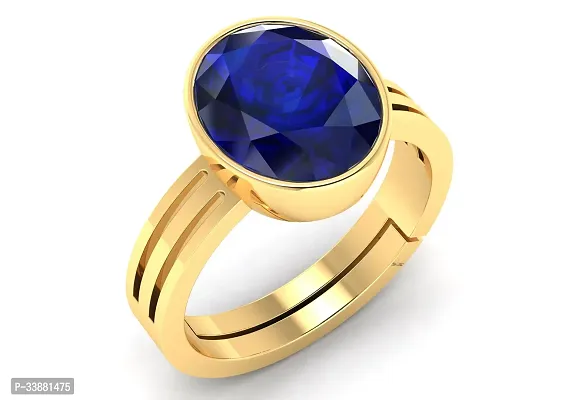 3.25 to 15.25 Ratti Certified Blue Sapphire (Neelam) Golden+Gold Metal Ring for Men And Women-thumb4