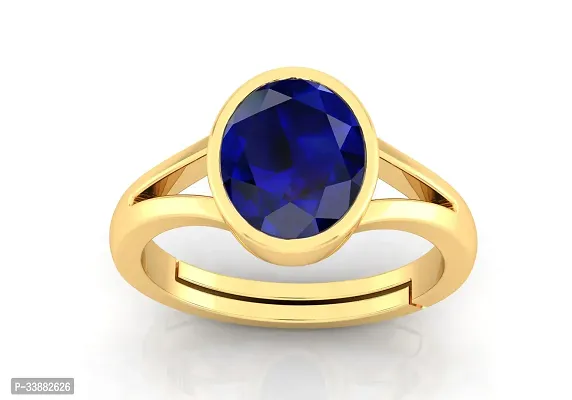 3.25 to 15.25 Ratti Blue Sapphire Neelam Gold Plated Adjustable Gemstone Ring for Women's and Men's (Lab - Certified)-thumb0