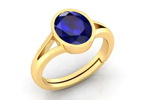 3.25 to 15.25 Ratti Blue Sapphire Neelam Gold Plated Adjustable Gemstone Ring for Women's and Men's (Lab - Certified)-thumb1