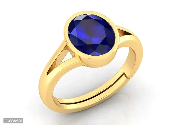 3.25 to 15.25 Ratti Blue Sapphire Neelam Gold Plated Adjustable Gemstone Ring for Women's and Men's (Lab - Certified)-thumb2