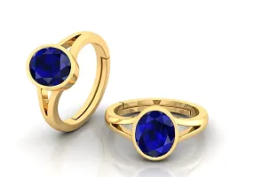 3.25 to 15.25 Ratti Blue Sapphire Neelam Gold Plated Adjustable Gemstone Ring for Women's and Men's (Lab - Certified)-thumb2