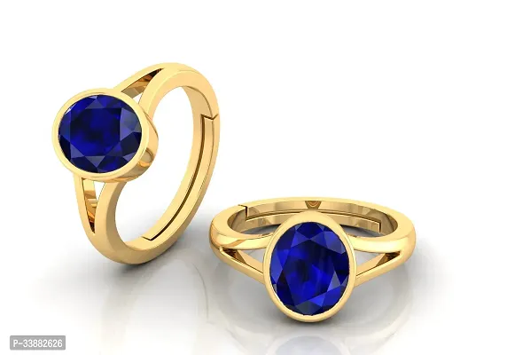 3.25 to 15.25 Ratti Blue Sapphire Neelam Gold Plated Adjustable Gemstone Ring for Women's and Men's (Lab - Certified)-thumb3