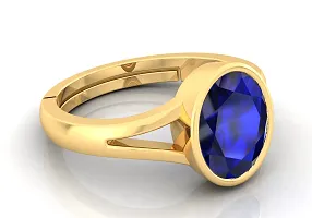 3.25 to 15.25 Ratti Blue Sapphire Neelam Gold Plated Adjustable Gemstone Ring for Women's and Men's (Lab - Certified)-thumb3