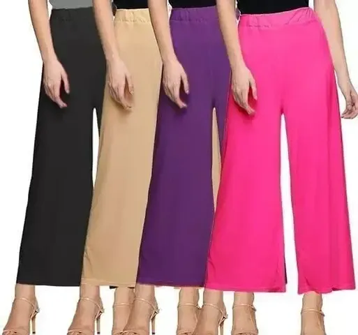 Stunning Rayon Palazzos For Women- Pack Of 4