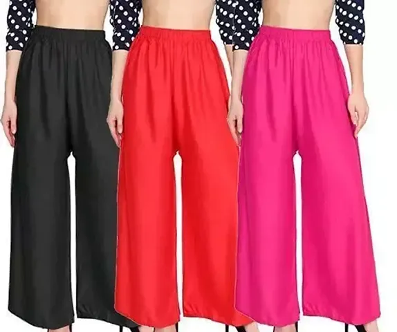 Stylish Rayon Solid Palazzos For Women Pack Of 4