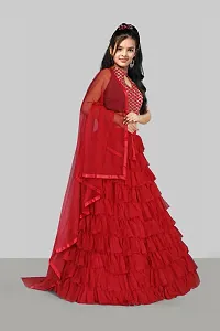 Stylish Net Red Lehenga Choli With Dupatta Set For Girls-thumb2