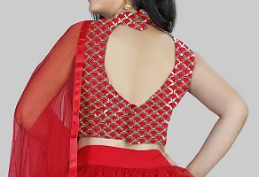 Stylish Net Red Lehenga Choli With Dupatta Set For Girls-thumb4