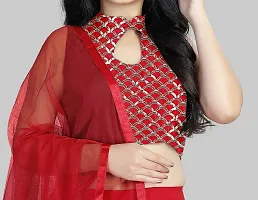 Stylish Net Red Lehenga Choli With Dupatta Set For Girls-thumb3
