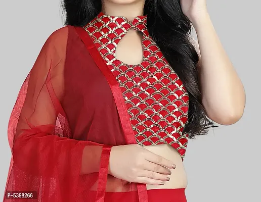 Stylish Net Red Lehenga Choli With Dupatta Set For Girls-thumb4