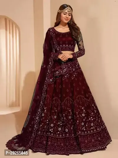 Embroiderad Maroon Women Lehenga Choli