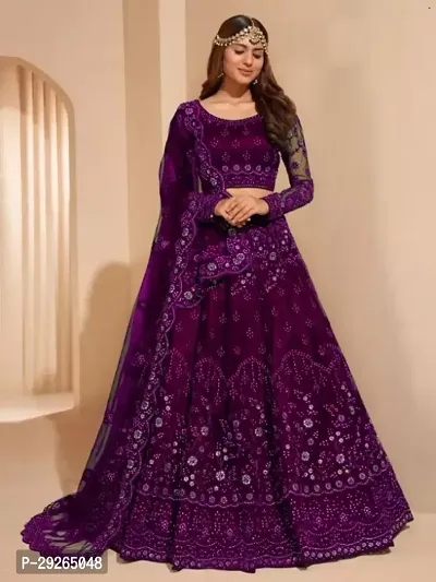 Embroiderad Purple Women Lehenga Choli-thumb0