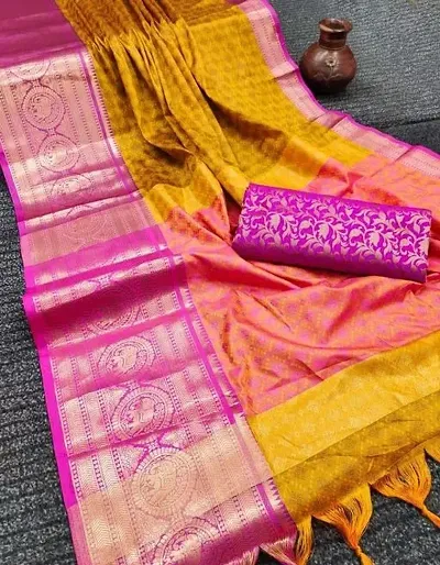 New In Silk Blend Saree with Blouse piece 