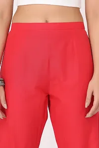 Her Clothing Solid Cotton Pant for Women/Girls | Pants with Pocket | Comfortable (Red)-thumb3