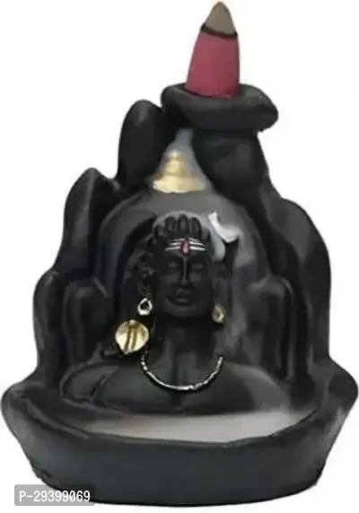 Adiyogi Smoke Fountain Backflow Incense Burner Idol With 10 Smoke Back Flow Decorative Showpiece - 5 Cm (Polyresin, Black)-thumb0