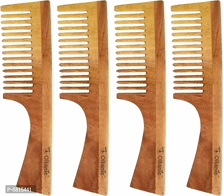 Handmade Neem Wooden Dressing Handle Comb(7.5 Inches)- For Antidandruff  Hair Growth Men  Women Pack Of 4 Pcs