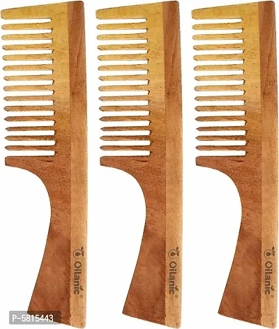 Handmade Neem Wooden Dressing Handle Comb(7.5 Inches)- For Antidandruff  Hair Growth Men  Women Pack Of 3 Pcs