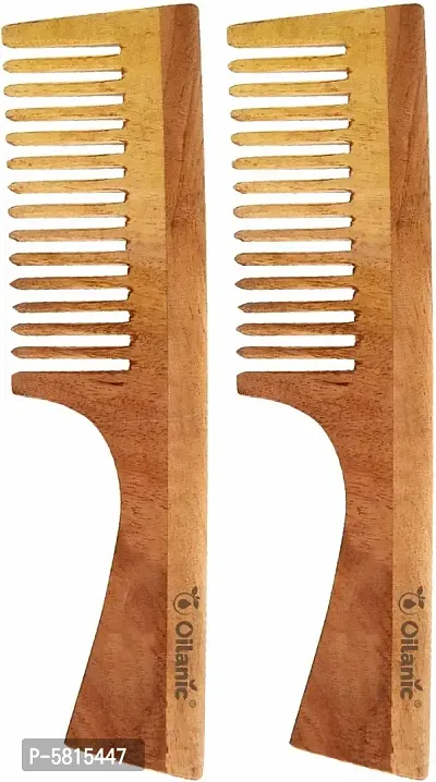 Handmade Neem Wooden Dressing Handle Comb(7.5 Inches)- For Antidandruff  Hair Growth Men  Women Pack Of 2 Pcs