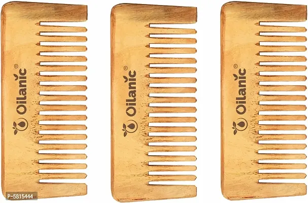 Herbal Handmade Medium Detangler Neem Wooden Comb(5.5 Inches)- For Antidandruff Men  Women Pack Of 3 Pcs